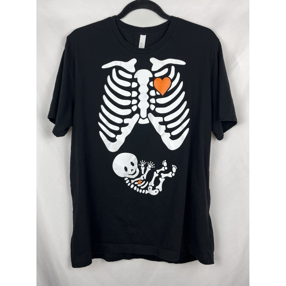 XL Bella Canvas‎ Halloween Skeleton Pregnancy Announcement Mom-to-Be Shirt